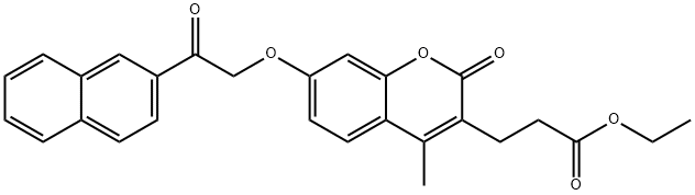 ethyl 3-[4-methyl-7-(2-naphthalen-2-yl-2-oxoethoxy)-2-oxochromen-3-yl]propanoate Struktur