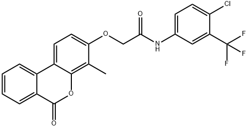 N-[4-chloro-3-(trifluoromethyl)phenyl]-2-(4-methyl-6-oxobenzo[c]chromen-3-yl)oxyacetamide Struktur