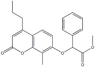 methyl 2-(8-methyl-2-oxo-4-propylchromen-7-yl)oxy-2-phenylacetate Struktur