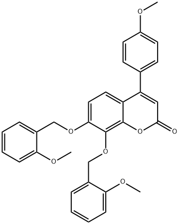 4-(4-methoxyphenyl)-7,8-bis[(2-methoxyphenyl)methoxy]chromen-2-one Struktur