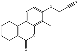 2-[(4-methyl-6-oxo-7,8,9,10-tetrahydrobenzo[c]chromen-3-yl)oxy]acetonitrile Struktur