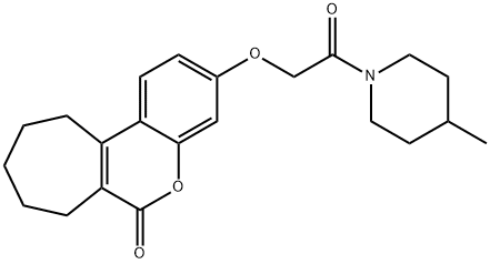 3-[2-(4-methylpiperidin-1-yl)-2-oxoethoxy]-8,9,10,11-tetrahydro-7H-cyclohepta[c]chromen-6-one Struktur