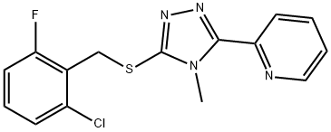 2-[5-[(2-chloro-6-fluorophenyl)methylsulfanyl]-4-methyl-1,2,4-triazol-3-yl]pyridine Struktur