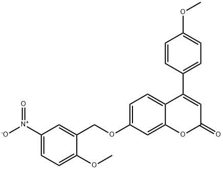 7-[(2-methoxy-5-nitrophenyl)methoxy]-4-(4-methoxyphenyl)chromen-2-one Struktur