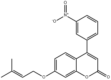 7-(3-methylbut-2-enoxy)-4-(3-nitrophenyl)chromen-2-one Struktur