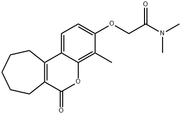 N,N-dimethyl-2-[(4-methyl-6-oxo-8,9,10,11-tetrahydro-7H-cyclohepta[c]chromen-3-yl)oxy]acetamide Struktur