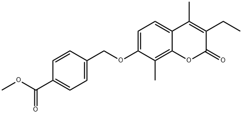 methyl 4-[(3-ethyl-4,8-dimethyl-2-oxochromen-7-yl)oxymethyl]benzoate Struktur