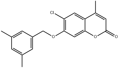 6-chloro-7-[(3,5-dimethylphenyl)methoxy]-4-methylchromen-2-one Struktur