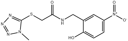 N-[(2-hydroxy-5-nitrophenyl)methyl]-2-(1-methyltetrazol-5-yl)sulfanylacetamide Struktur