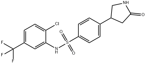 N-[2-chloro-5-(trifluoromethyl)phenyl]-4-(5-oxopyrrolidin-3-yl)benzenesulfonamide Struktur