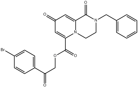 [2-(4-bromophenyl)-2-oxoethyl] 2-benzyl-1,8-dioxo-3,4-dihydropyrido[1,2-a]pyrazine-6-carboxylate Struktur