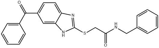 2-[(6-benzoyl-1H-benzimidazol-2-yl)sulfanyl]-N-benzylacetamide Struktur