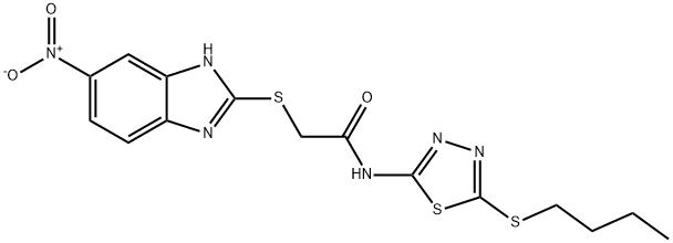 N-(5-butylsulfanyl-1,3,4-thiadiazol-2-yl)-2-[(6-nitro-1H-benzimidazol-2-yl)sulfanyl]acetamide Struktur