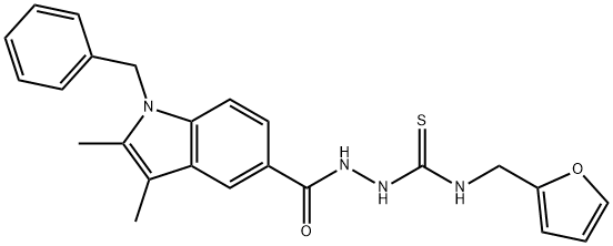 1-[(1-benzyl-2,3-dimethylindole-5-carbonyl)amino]-3-(furan-2-ylmethyl)thiourea Struktur