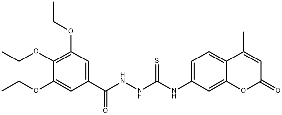 1-(4-methyl-2-oxochromen-7-yl)-3-[(3,4,5-triethoxybenzoyl)amino]thiourea Struktur