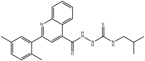 1-[[2-(2,5-dimethylphenyl)quinoline-4-carbonyl]amino]-3-(2-methylpropyl)thiourea Struktur