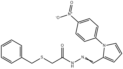 2-benzylsulfanyl-N-[(E)-[1-(4-nitrophenyl)pyrrol-2-yl]methylideneamino]acetamide Struktur