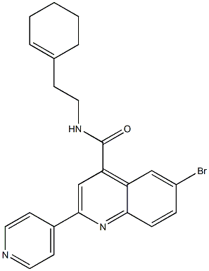 6-bromo-N-[2-(cyclohexen-1-yl)ethyl]-2-pyridin-4-ylquinoline-4-carboxamide Struktur