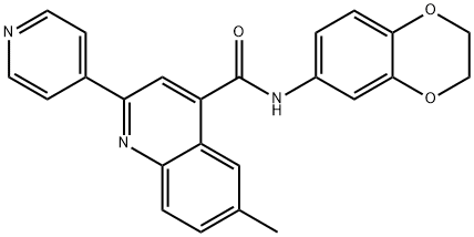 N-(2,3-dihydro-1,4-benzodioxin-6-yl)-6-methyl-2-pyridin-4-ylquinoline-4-carboxamide Struktur