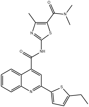 2-[[2-(5-ethylthiophen-2-yl)quinoline-4-carbonyl]amino]-N,N,4-trimethyl-1,3-thiazole-5-carboxamide Struktur