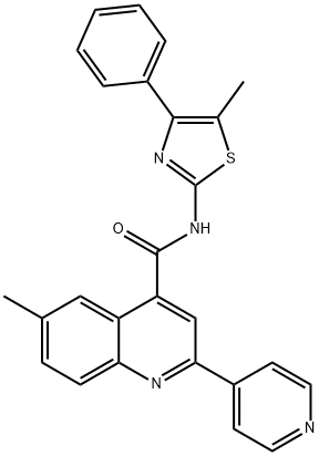 6-methyl-N-(5-methyl-4-phenyl-1,3-thiazol-2-yl)-2-pyridin-4-ylquinoline-4-carboxamide Struktur