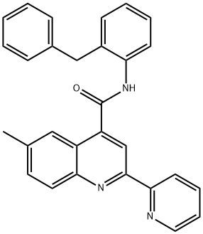 N-(2-benzylphenyl)-6-methyl-2-pyridin-2-ylquinoline-4-carboxamide Struktur