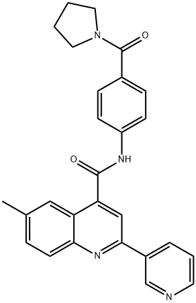 6-methyl-2-pyridin-3-yl-N-[4-(pyrrolidine-1-carbonyl)phenyl]quinoline-4-carboxamide Struktur