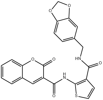 N-[3-(1,3-benzodioxol-5-ylmethylcarbamoyl)thiophen-2-yl]-2-oxochromene-3-carboxamide Structure