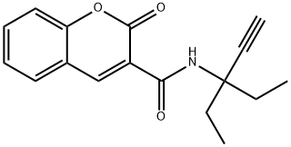 N-(3-ethylpent-1-yn-3-yl)-2-oxochromene-3-carboxamide Struktur