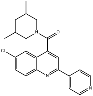 (6-chloro-2-pyridin-4-ylquinolin-4-yl)-(3,5-dimethylpiperidin-1-yl)methanone Struktur