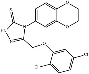 3-[(2,5-dichlorophenoxy)methyl]-4-(2,3-dihydro-1,4-benzodioxin-6-yl)-1H-1,2,4-triazole-5-thione Struktur