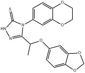 3-[1-(1,3-benzodioxol-5-yloxy)ethyl]-4-(2,3-dihydro-1,4-benzodioxin-6-yl)-1H-1,2,4-triazole-5-thione Struktur