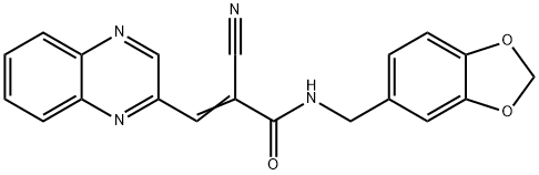 (Z)-N-(1,3-benzodioxol-5-ylmethyl)-2-cyano-3-quinoxalin-2-ylprop-2-enamide Struktur