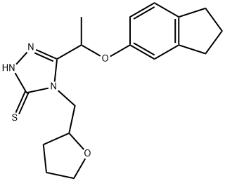 3-[1-(2,3-dihydro-1H-inden-5-yloxy)ethyl]-4-(oxolan-2-ylmethyl)-1H-1,2,4-triazole-5-thione Structure