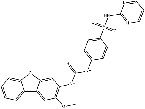 1-(2-methoxydibenzofuran-3-yl)-3-[4-(pyrimidin-2-ylsulfamoyl)phenyl]thiourea Struktur