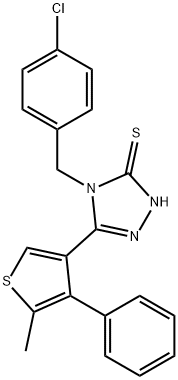 4-[(4-chlorophenyl)methyl]-3-(5-methyl-4-phenylthiophen-3-yl)-1H-1,2,4-triazole-5-thione Struktur