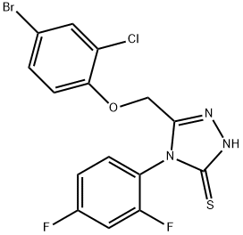 3-[(4-bromo-2-chlorophenoxy)methyl]-4-(2,4-difluorophenyl)-1H-1,2,4-triazole-5-thione Struktur