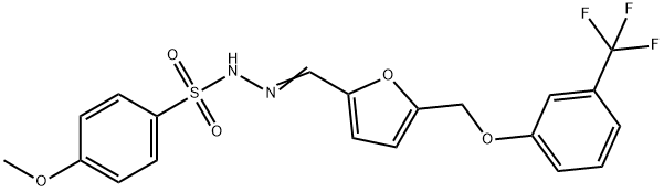 4-methoxy-N-[(Z)-[5-[[3-(trifluoromethyl)phenoxy]methyl]furan-2-yl]methylideneamino]benzenesulfonamide Struktur