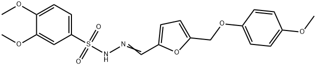 3,4-dimethoxy-N-[(E)-[5-[(4-methoxyphenoxy)methyl]furan-2-yl]methylideneamino]benzenesulfonamide Struktur