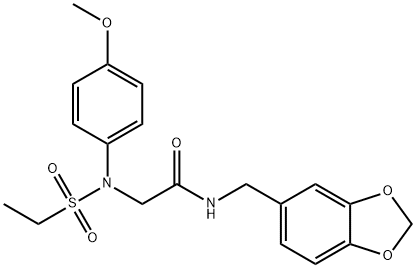 N-(1,3-benzodioxol-5-ylmethyl)-2-(N-ethylsulfonyl-4-methoxyanilino)acetamide Struktur