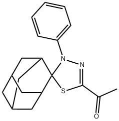 1-(4-phenylspiro[1,3,4-thiadiazole-5,2'-adamantane]-2-yl)ethanone Struktur