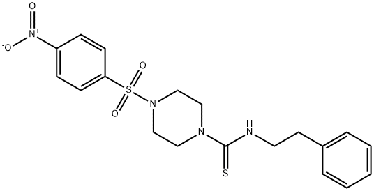 4-(4-nitrophenyl)sulfonyl-N-(2-phenylethyl)piperazine-1-carbothioamide Struktur