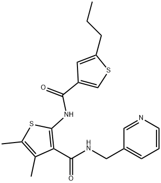 4,5-dimethyl-2-[(5-propylthiophene-3-carbonyl)amino]-N-(pyridin-3-ylmethyl)thiophene-3-carboxamide Struktur