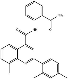 N-(2-carbamoylphenyl)-2-(2,4-dimethylphenyl)-8-methylquinoline-4-carboxamide Struktur