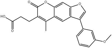 3-[3-(3-methoxyphenyl)-5-methyl-7-oxofuro[3,2-g]chromen-6-yl]propanoic acid Struktur