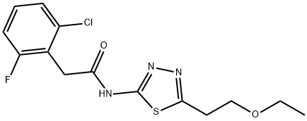 2-(2-chloro-6-fluorophenyl)-N-[5-(2-ethoxyethyl)-1,3,4-thiadiazol-2-yl]acetamide Struktur