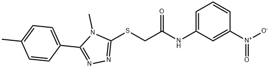 2-[[4-methyl-5-(4-methylphenyl)-1,2,4-triazol-3-yl]sulfanyl]-N-(3-nitrophenyl)acetamide Struktur