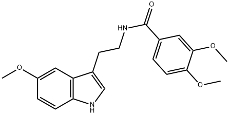 3,4-dimethoxy-N-[2-(5-methoxy-1H-indol-3-yl)ethyl]benzamide Struktur