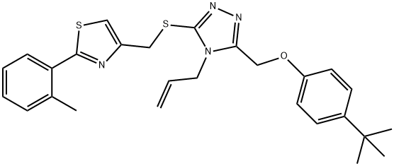 4-[[5-[(4-tert-butylphenoxy)methyl]-4-prop-2-enyl-1,2,4-triazol-3-yl]sulfanylmethyl]-2-(2-methylphenyl)-1,3-thiazole Struktur