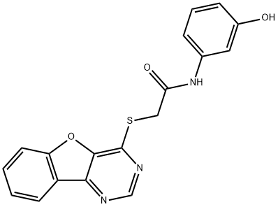 2-([1]benzofuro[3,2-d]pyrimidin-4-ylsulfanyl)-N-(3-hydroxyphenyl)acetamide 結(jié)構(gòu)式